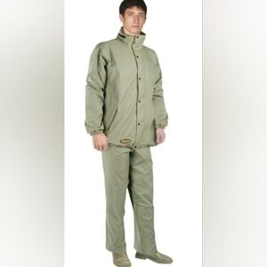 New Wetskins Rain Suit Jacket & Pants Mens Sz Small Green Waterproof Unisex